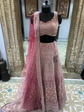Load image into Gallery viewer, Onion Pink Net Lehenga With Mirror And Sequence Embroidery
