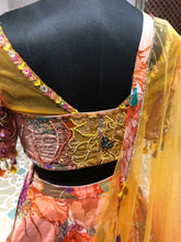Load image into Gallery viewer, Mustard Chinon Lehenga With Sequence And pearl work
