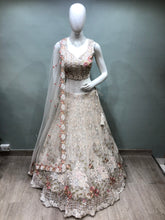 Load image into Gallery viewer, Cream Net Lehenga With Dori And Sequence
