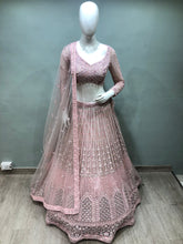 Load image into Gallery viewer, Pink Net Lehenga With Pearl And Sequence
