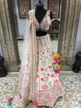 Load image into Gallery viewer, Baby Pink Silk Lehenga With Gota And Mirror
