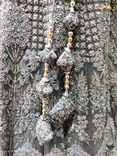 Load image into Gallery viewer, Gray Net Lehenga With Multi Dori And Mirror
