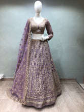 Load image into Gallery viewer, Lavendor Net Lehenga With Zari And Moti
