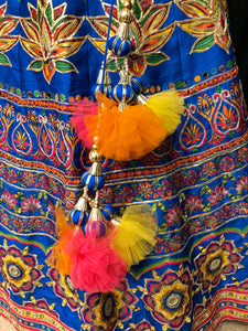 Blue Pink Silk Lehenga With Gota Patti, Mirror And Multi Thread