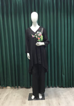 Load image into Gallery viewer, Black Muslin Co ord Set With Resham and pulse work
