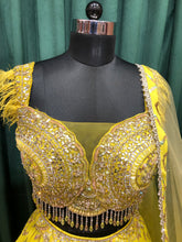 Load image into Gallery viewer, Lemon Green Georgette Lehenga With Sequence And Thread
