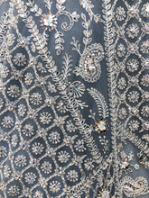 Load image into Gallery viewer, Gray Net Lehenga With Mirror
