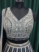 Load image into Gallery viewer, Blue Georgette Lehenga With Resham Work and Sequins
