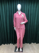 Load image into Gallery viewer, Pink Silk Co-ord Set With Moti And Cut Dana
