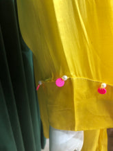 Load image into Gallery viewer, Yellow Silk Co ord Set With Cutdana and Pearl Work
