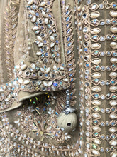 Load image into Gallery viewer, Beige Net Lehenga With Dori and Moti
