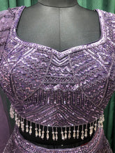 Load image into Gallery viewer, Purple Net Lehenga With Sequins And Cutdana
