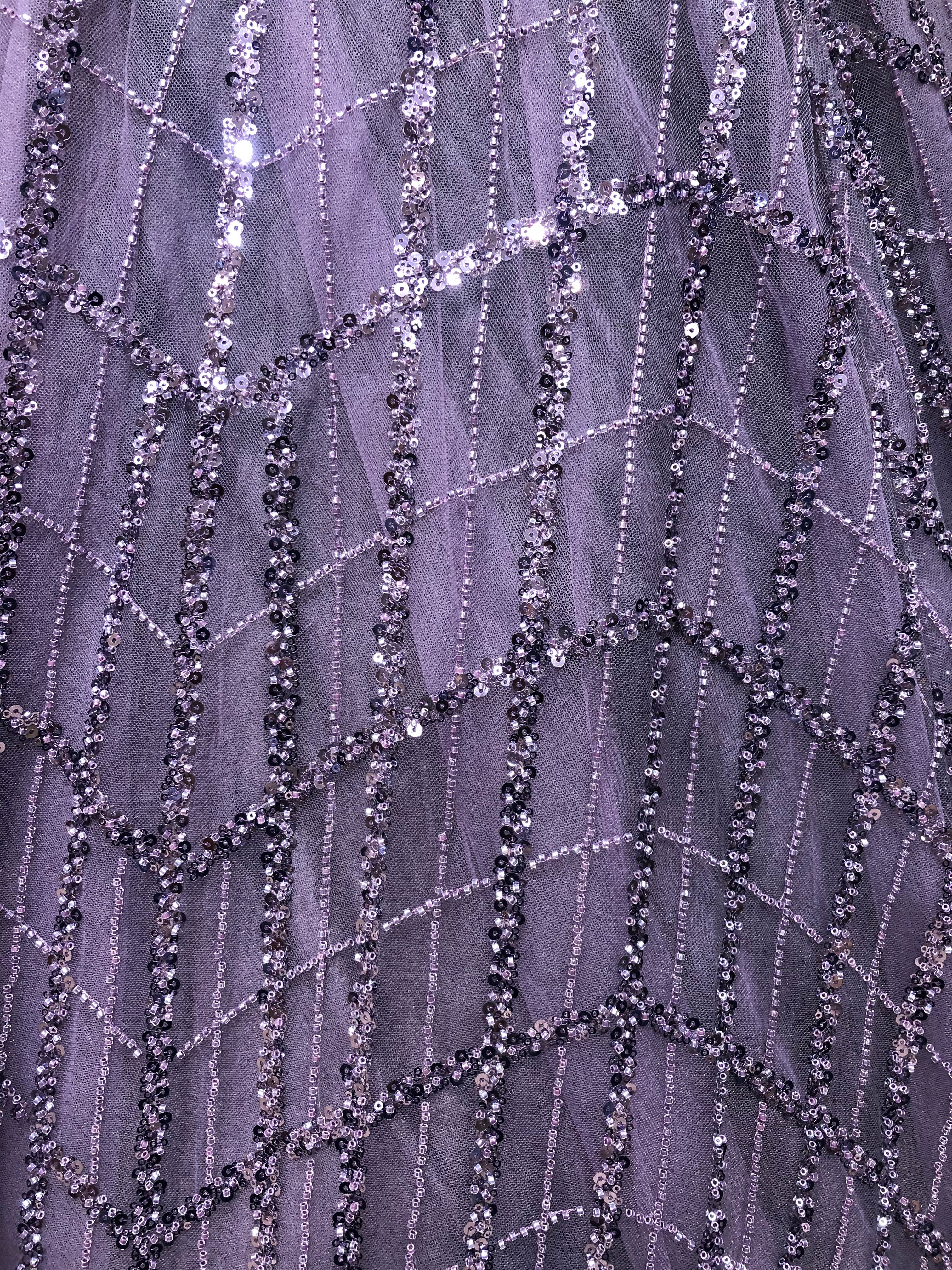 Purple Net Lehenga With Sequins And Cutdana
