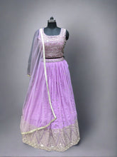 Load image into Gallery viewer, Mauve Georgette lehenga with sequins and Cut Dana
