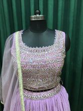 Load image into Gallery viewer, Mauve Georgette lehenga with sequins and Cut Dana
