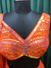 Load image into Gallery viewer, Orange Organza Lehenga Choli with Sequins Work
