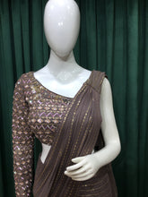 Load image into Gallery viewer, Mouse Georgette Drape Saree With Sequins and Japanese Cut Dana
