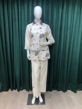 Load image into Gallery viewer, White Cotton Co ord Set With Multi Thread With Pearl Work
