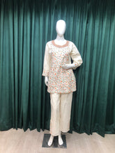 Load image into Gallery viewer, Cream Cotton Co ord Set With Multi Thread and Pearl Work
