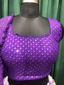 Purple Silk Lehenga With Thread, Mirror, and Sequins