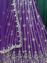 Load image into Gallery viewer, Purple Georgette Lehengas with Kasab Kari and Mirror Work size
