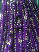 Load image into Gallery viewer, Purple Georgette Lehengas with Kasab Kari and Mirror Work size
