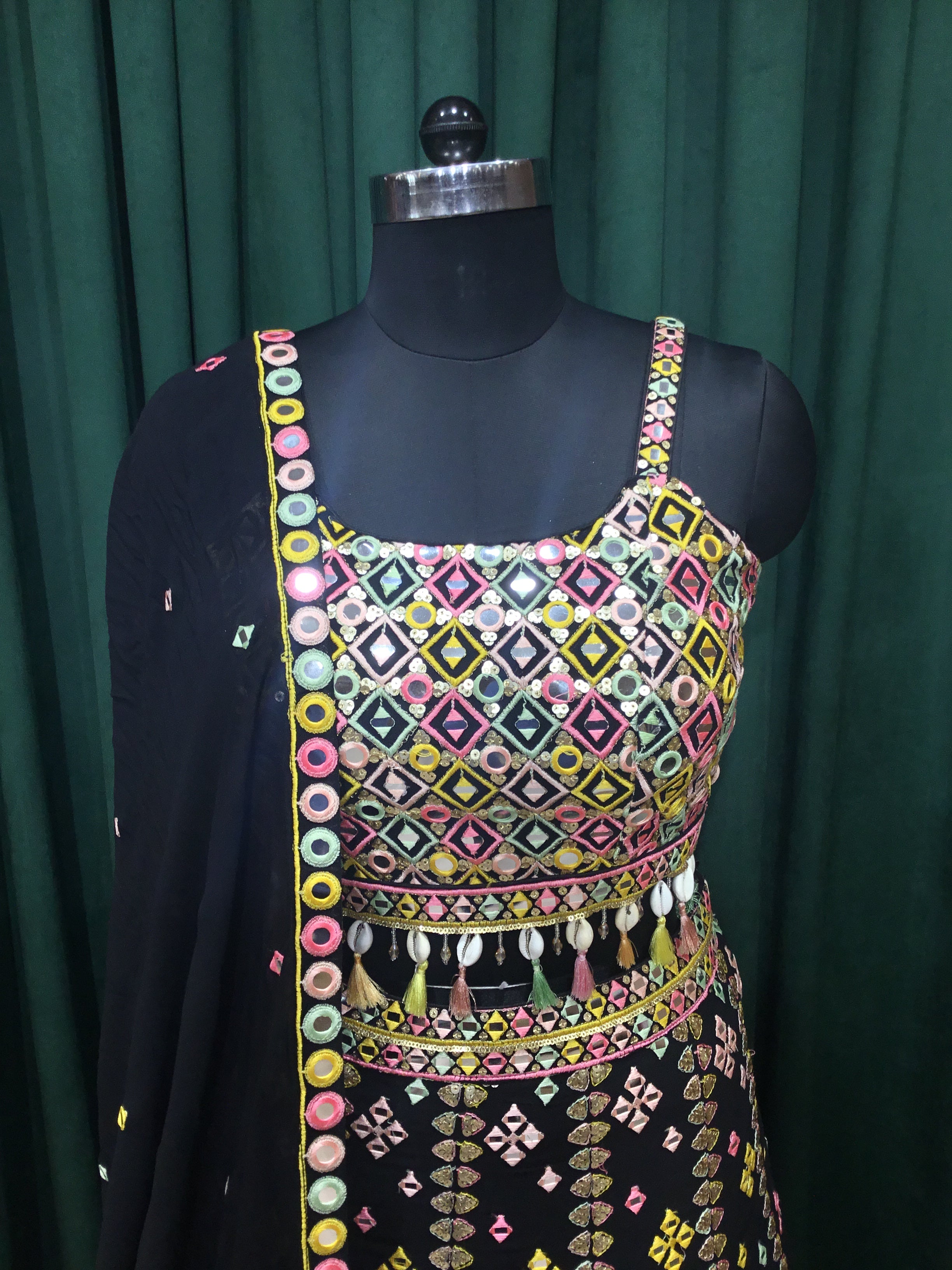 Black Georgette Lehengas With Sequins and Mirror work