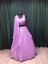 Load image into Gallery viewer, Lavender Georgette Lehenga with Resham and Sequins
