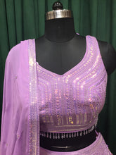 Load image into Gallery viewer, Lavender Georgette Lehenga With Sequins and Resham Work
