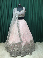 Load image into Gallery viewer, Baby Pink Net Lehengas With Japanese Cut Dana and Sequins Work
