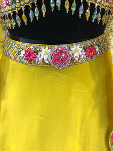 Mustard Georgette Lehenga With Sequence and Multi Patch