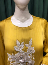 Load image into Gallery viewer, Mustard Silk Co ord set With Cut Dana With Sequins

