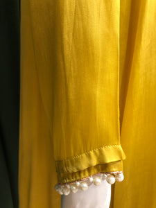 Mustard Silk Co ord set With Cut Dana With Sequins
