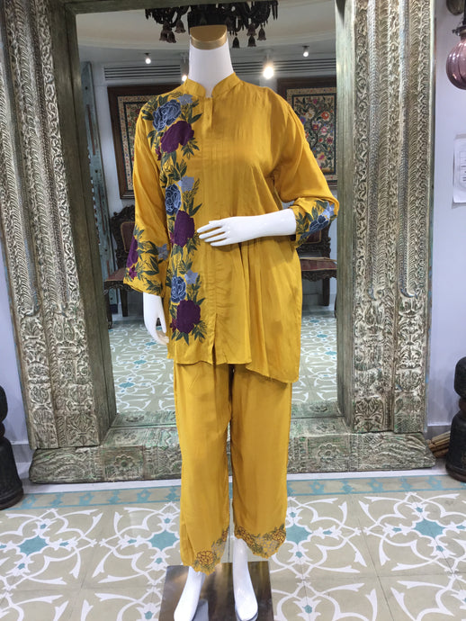 Women Yellow Chinon Un Stitched Suit Ethnic Collections main image 1