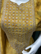 Load image into Gallery viewer, Yellow Shimmer Semistitch Suit With Sequins and Zari Work
