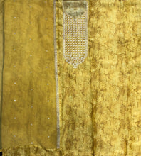 Load image into Gallery viewer, Yellow Shimmer Semistitch Suit With Sequins and Zari Work
