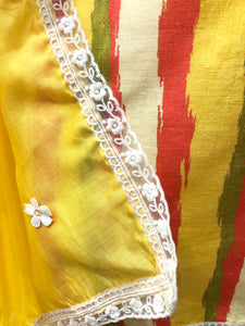 Yellow Cotton Semistitch Suit With Lace Work