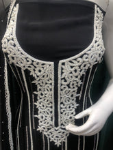 Load image into Gallery viewer, Black Georgette Unstitched Suit With Hand Work
