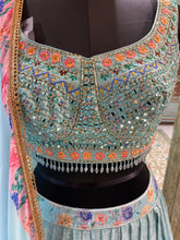 Load image into Gallery viewer, Georgette Lehenga Blouse Silk With Transparent Sequins, Thread Mirror, Zardozi

