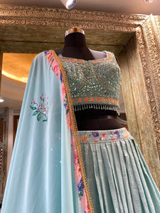 Georgette Lehenga Blouse Silk With Transparent Sequins, Thread Mirror, Zardozi