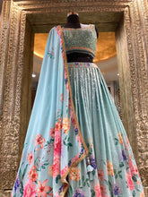 Load image into Gallery viewer, Georgette Lehenga Blouse Silk With Transparent Sequins, Thread Mirror, Zardozi
