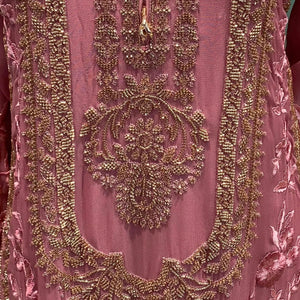 Pink Georgette Indo Western with Thread and Hand Work Embroidery