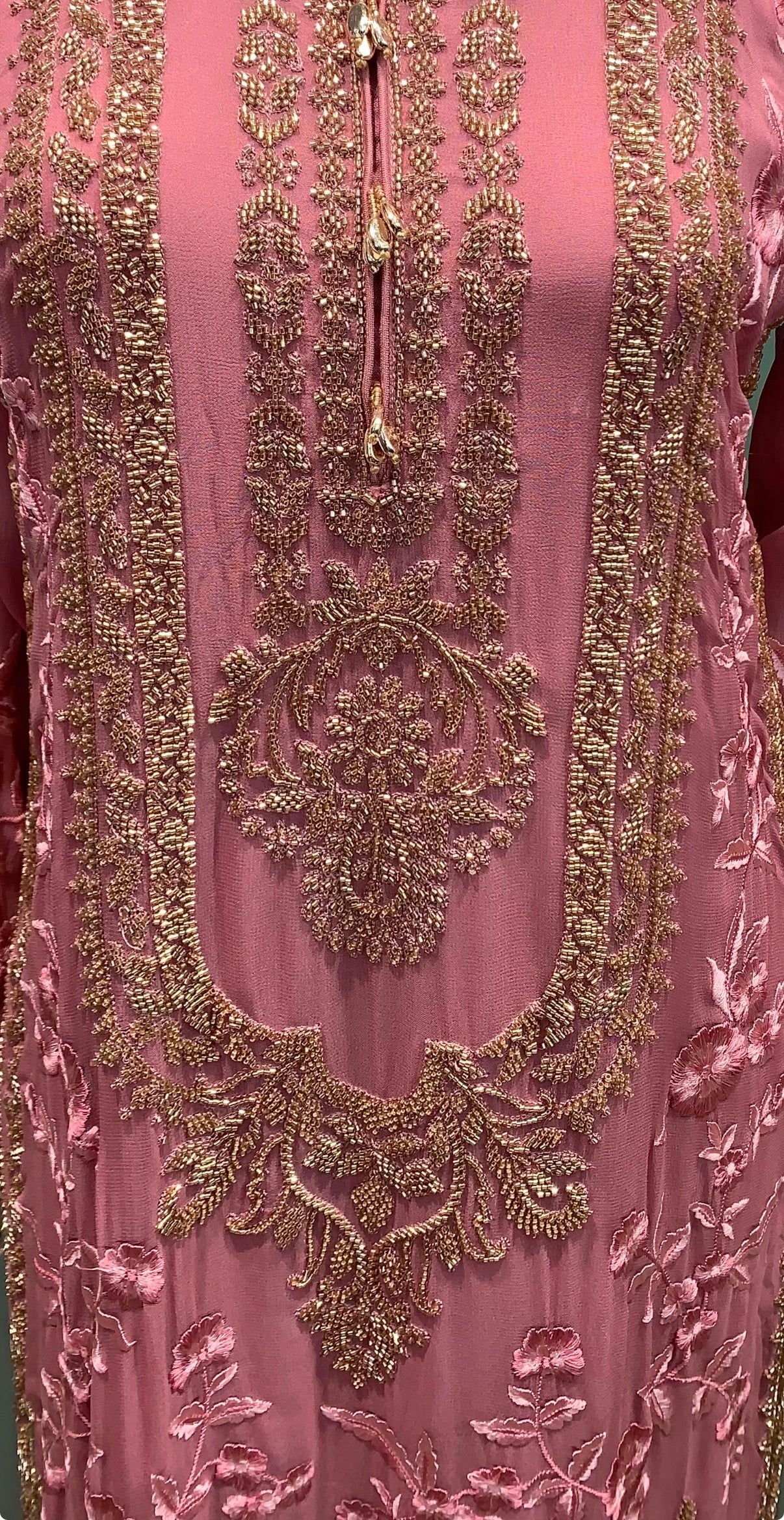 Pink Georgette Indo Western with Thread and Hand Work Embroidery