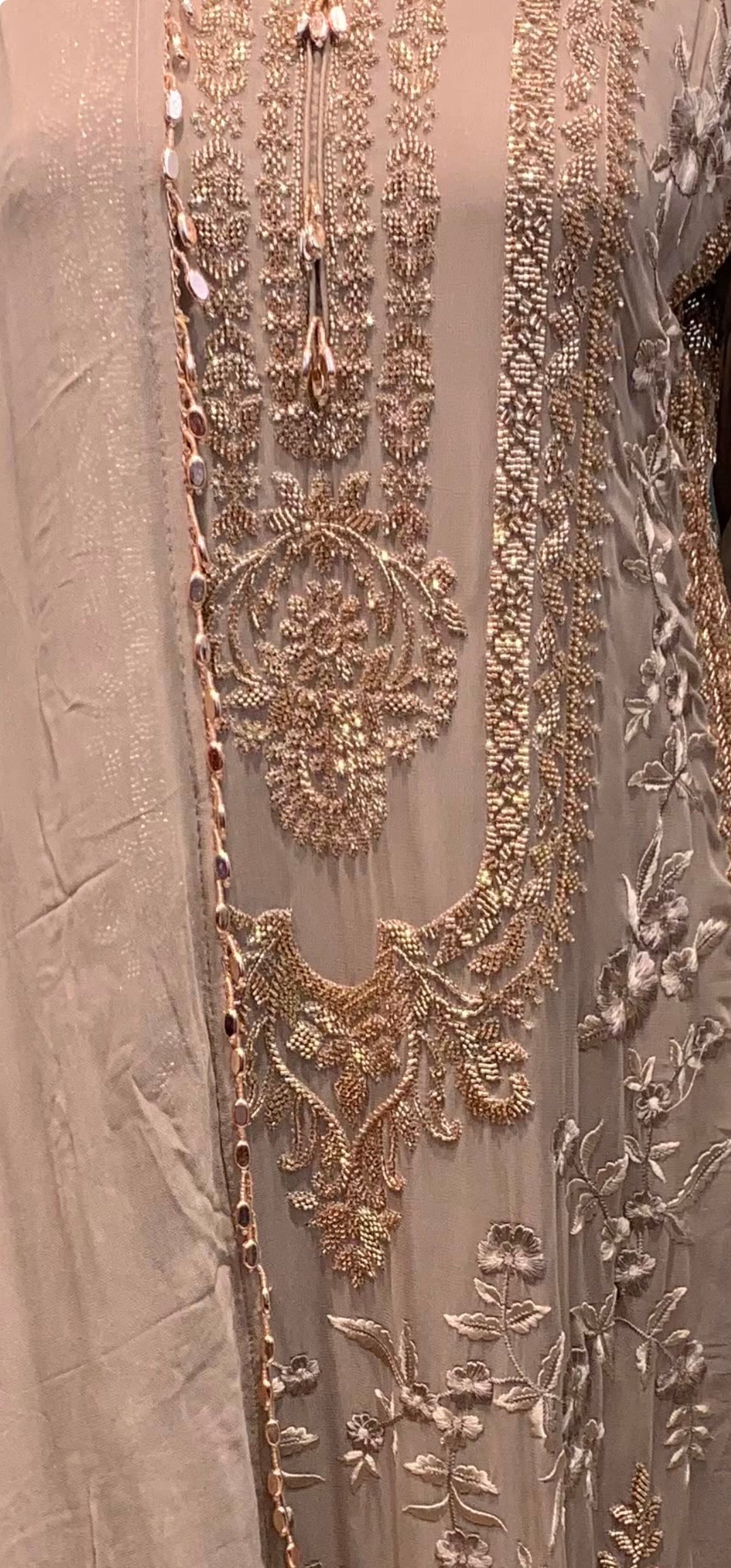 Brown Georgette Indo Western with Thread and Hand Work Embroidery