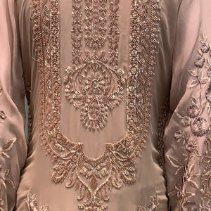 Brown Georgette Indo Western with Thread and Hand Work Embroidery