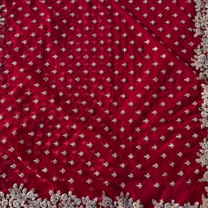 Magenta Net Saree with Blouse with Cutdana, Sequins, Beads, Stone and Cutwork Embroidery 5