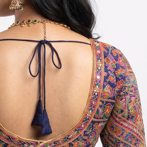 Navy Blue Banarasi Silk Saree Embellished With Sequins & Zari Work
