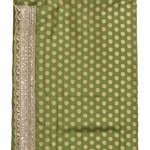 Green Georgette Unstitched Saree Embellished With Sequins, Cutdana & Zari Work