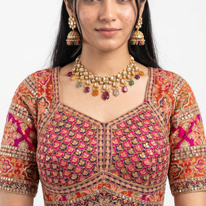 Rani Silk Saree Embellished With Sequins & Zari Work
