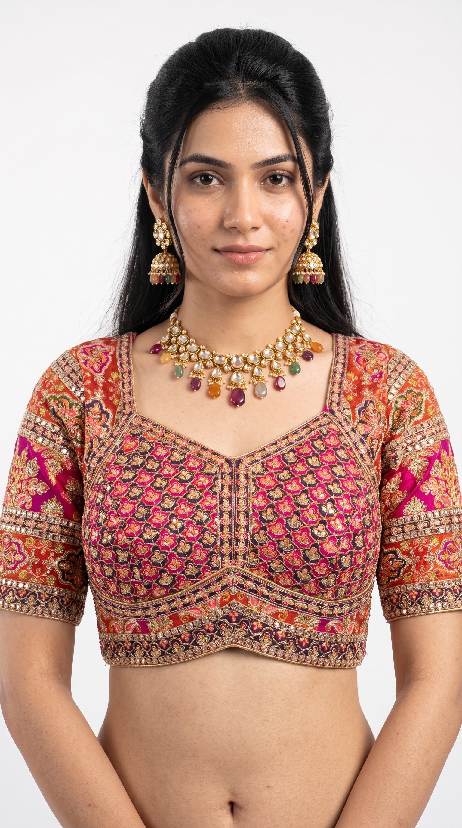 Rani Silk Saree Embellished With Sequins & Zari Work
